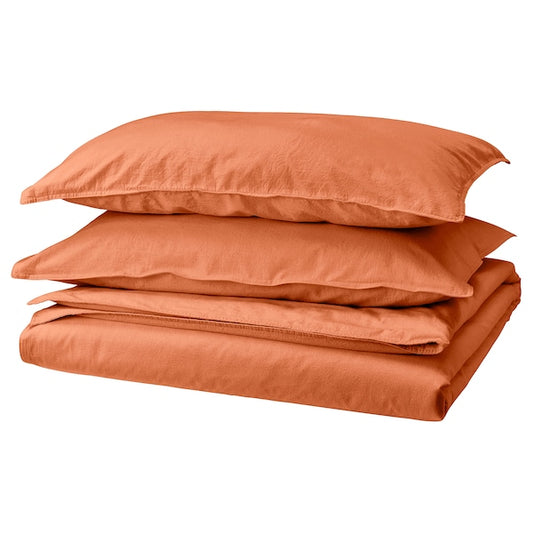 ÄNGSLILJA - Duvet cover and 2 pillowcases, red-brown, 240x220/50x80 cm