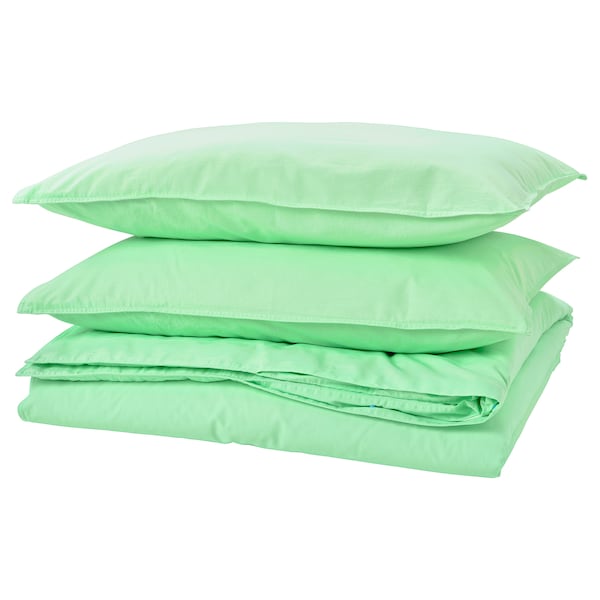 ÄNGSLILJA - Duvet cover and 2 pillowcases, light green, 240x220/50x80 cm