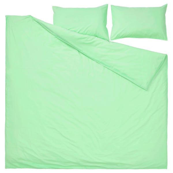ÄNGSLILJA - Duvet cover and 2 pillowcases, light green, 240x220/50x80 cm