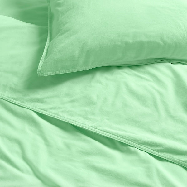 ÄNGSLILJA - Duvet cover and 2 pillowcases, light green, 240x220/50x80 cm