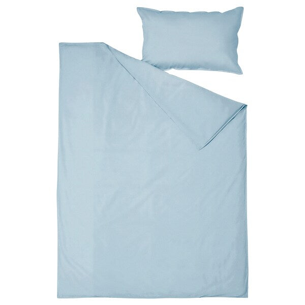 ÄNGSLILJA - Duvet cover and pillowcase, blue-grey, 150x200/50x80 cm