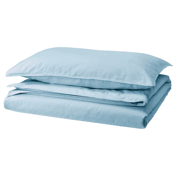 ÄNGSLILJA - Duvet cover and pillowcase, blue-grey, 150x200/50x80 cm