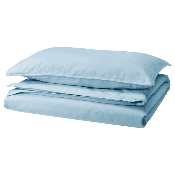 ÄNGSLILJA duvet cover and pillowcase, blue-grey, 150x200/50x80 cm