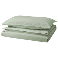 ÄNGSLILJA duvet cover and pillowcase, pale grey-green, 150x200/50x80 cm