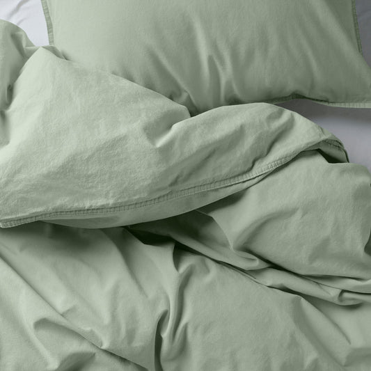 ÄNGSLILJA duvet cover and pillowcase, pale grey-green, 150x200/50x80 cm