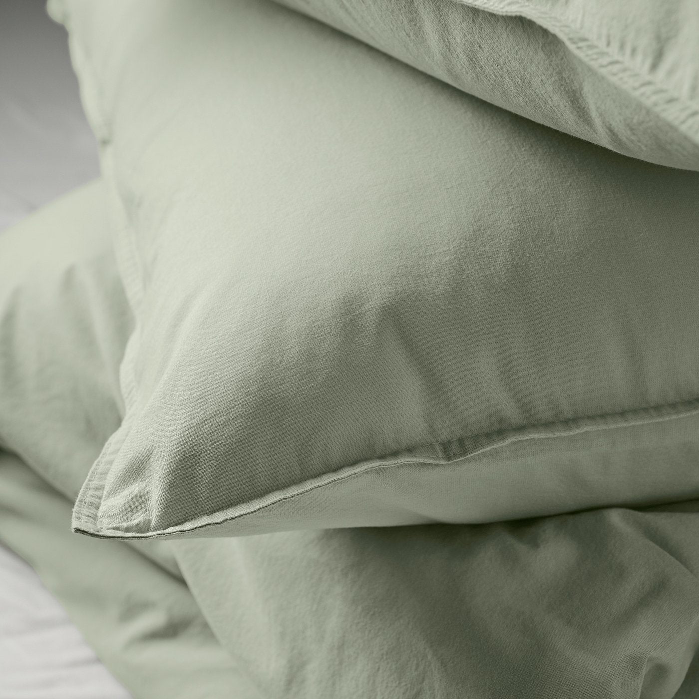 ÄNGSLILJA duvet cover and pillowcase, pale grey-green, 150x200/50x80 cm