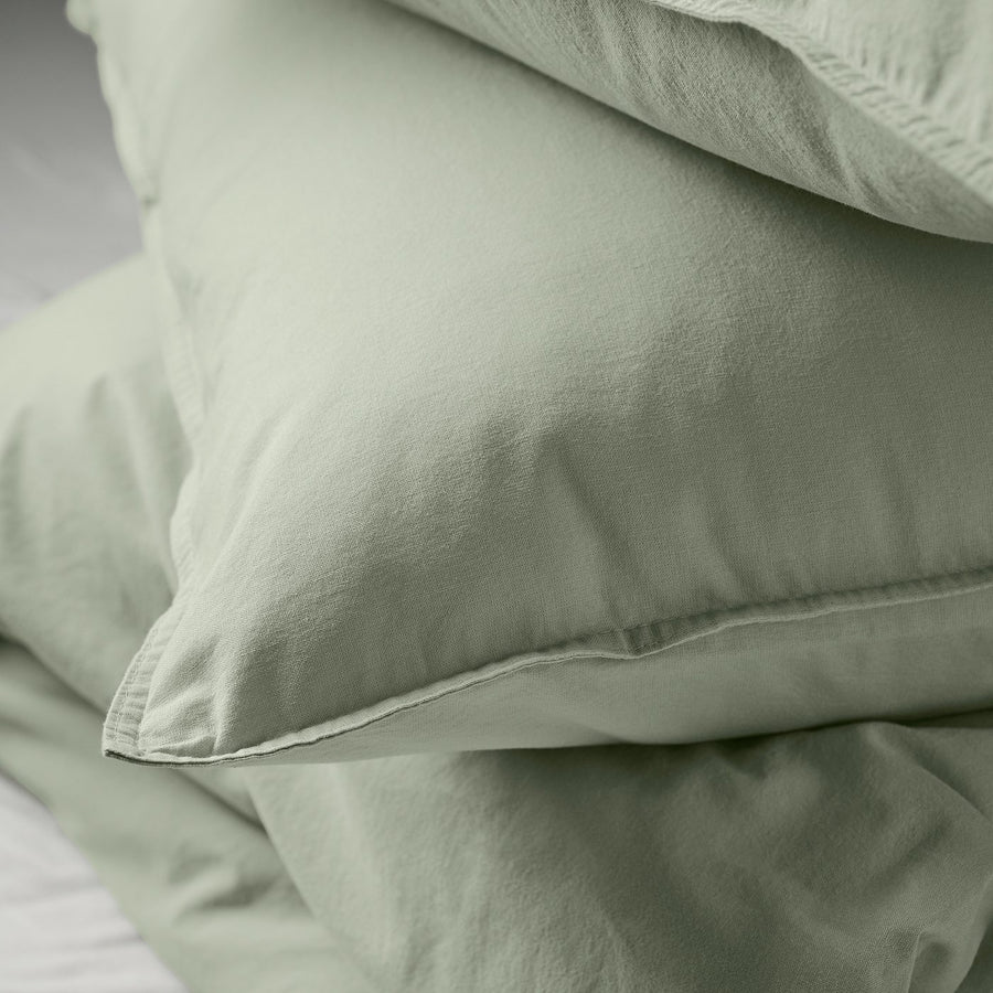 ÄNGSLILJA duvet cover and pillowcase, pale grey-green, 150x200/50x80 cm