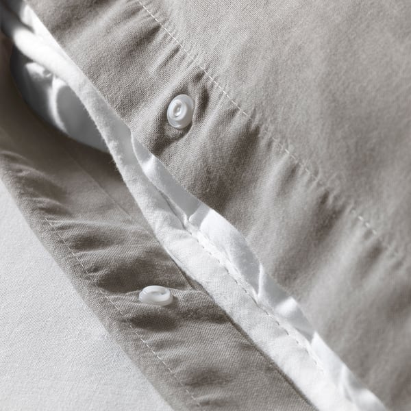 ÄNGSLILJA duvet cover and pillowcase, grey, 150x200/50x80 cm