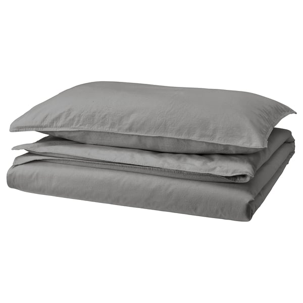 ÄNGSLILJA - Duvet cover and pillowcase, grey, 150x200/50x80 cm - Pillowcase quantity: 1 pc. Pillowcase length: 50 cm Pillowcase width: 80 cm Thread count: 125 Inch²Duvet cover length: 200 cmDuvet cover width: 150 cm