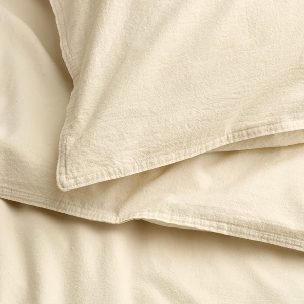 ÄNGSLILJA duvet cover and pillowcase, natural, 150x200/50x80 cm