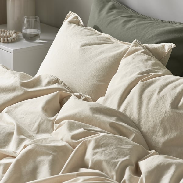 ÄNGSLILJA duvet cover and pillowcase, natural, 150x200/50x80 cm