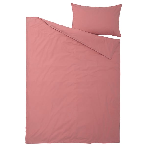 ÄNGSLILJA duvet cover and pillowcase, dark pink, 150x200/50x80 cm