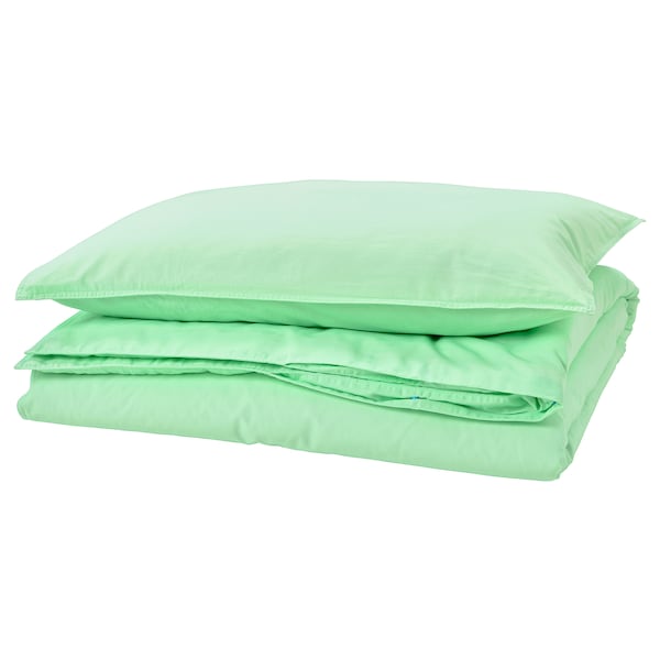 ÄNGSLILJA - Duvet cover and pillowcase, light green, 150x200/50x80 cm