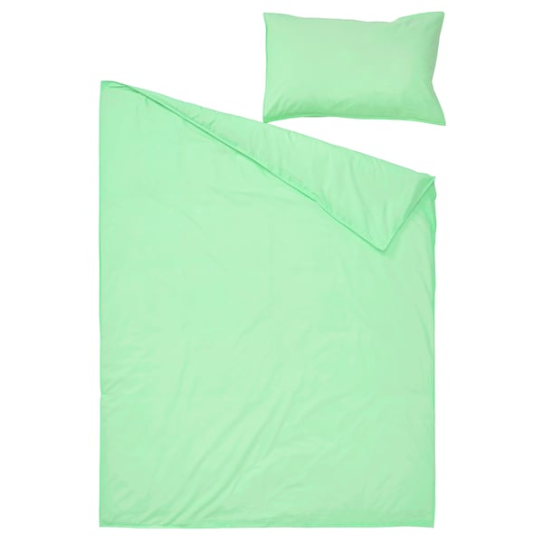 ÄNGSLILJA - Duvet cover and pillowcase, light green, 150x200/50x80 cm