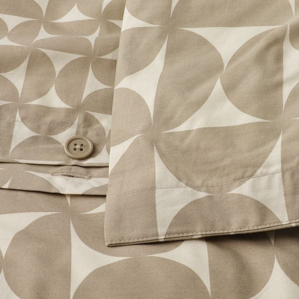 Ikea ÄNGSNEJLIKA - Duvet cover and 2 pillowcases, grey-beige/off-white, 240x220/50x80 cm