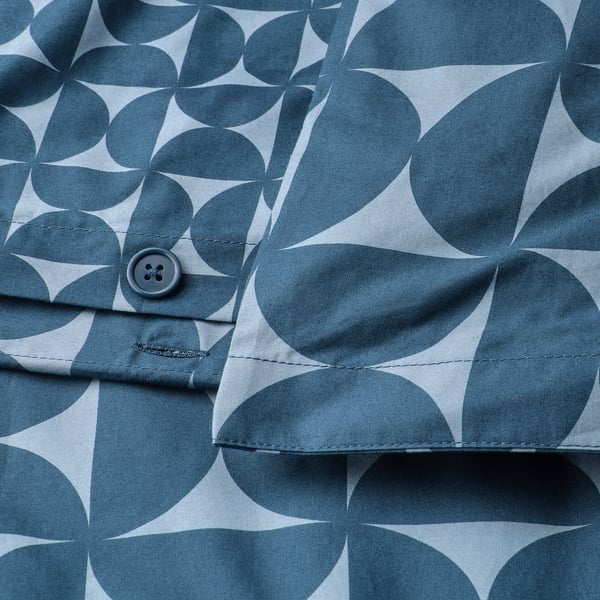 ÄNGSNEJLIKA duvet cover and pillowcase, dark blue/light blue, 150x200/50x80 cm