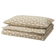 Ikea ÄNGSNEJLIKA - Duvet cover and pillowcase, grey-beige/off-white, 150x200/50x80 cm