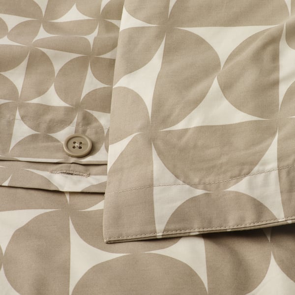 ÄNGSNEJLIKA duvet cover and pillowcase, grey-beige/off-white, 150x200/50x80 cm