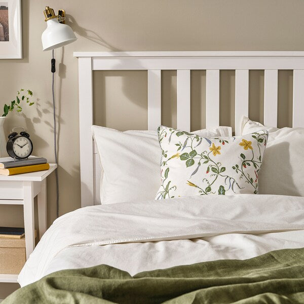 ÄNGSPALPMAL cushion cover, white/floral pattern, 50x50 cm