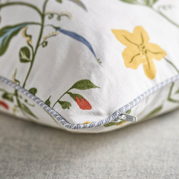 ÄNGSPALPMAL - Cushion cover, white/floral pattern, 50x50 cm