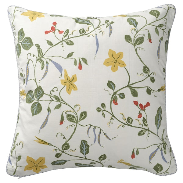 ÄNGSPALPMAL - Cushion cover, white/floral pattern, 50x50 cm