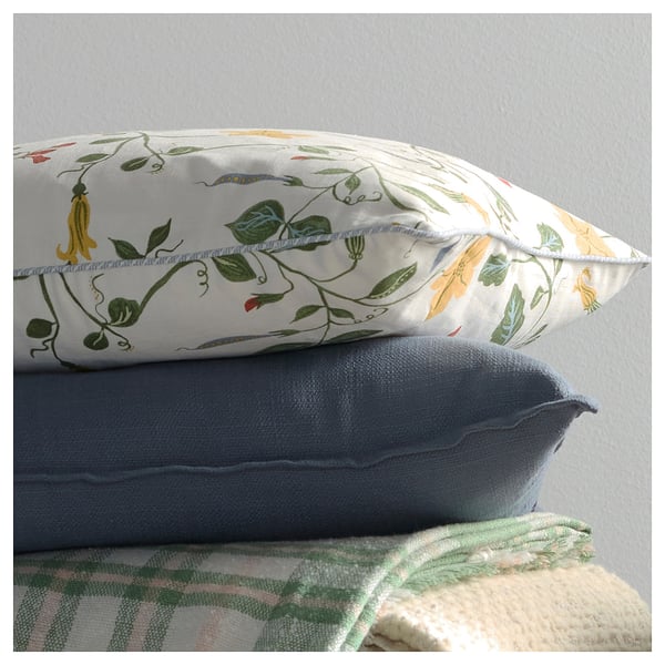 ÄNGSPALPMAL cushion cover, white/floral pattern, 50x50 cm