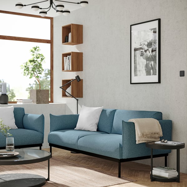 ÄPPLARYD 2-seat sofa, Gunnared light blue, 199x82x93 cm