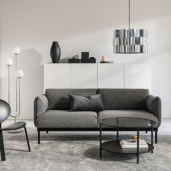 ÄPPLARYD 2-seat sofa, Lejde grey/black, 199x82x93 cm