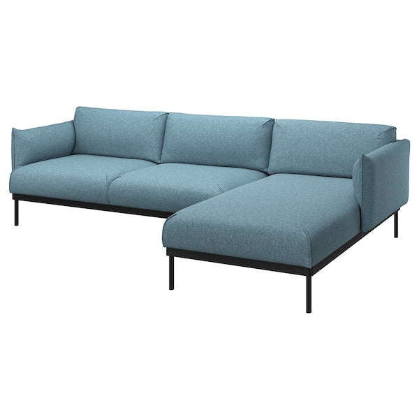 ÄPPLARYD - 3-seater sofa with chaise-longue, Gunnared blue