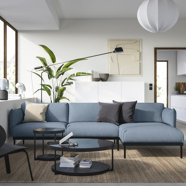 ÄPPLARYD - 3-seater sofa with chaise-longue, Gunnared blue