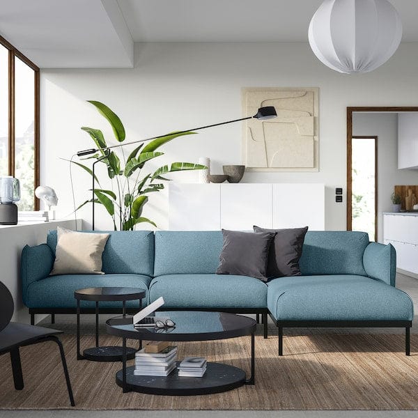 Ikea ÄPPLARYD - 3-seater sofa with chaise-longue, Gunnared blue
