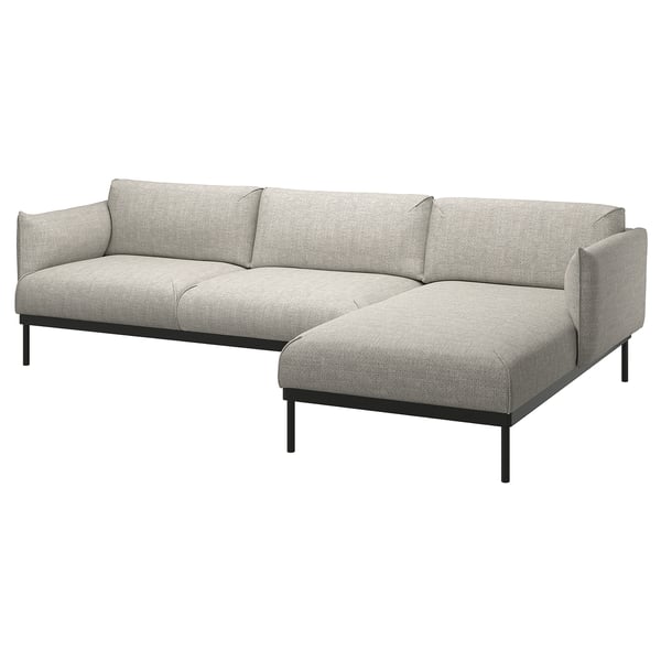 ÄPPLARYD 3-seat sofa with chaise longue, Lejde light grey, 290 cm