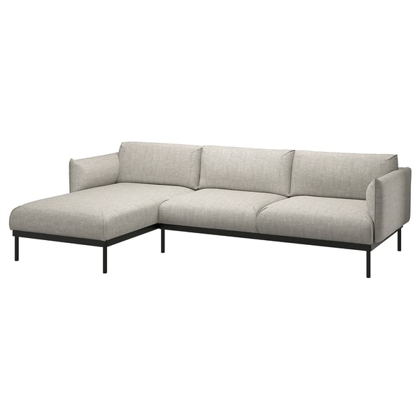 ÄPPLARYD 3-seat sofa with chaise longue, Lejde light grey, 290 cm