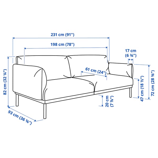 ÄPPLARYD 3-seat sofa, Gunnared black/grey, 231 cm