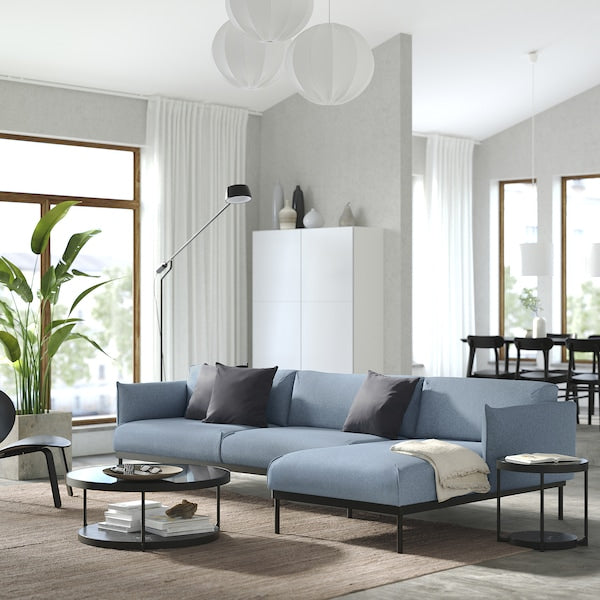 ÄPPLARYD - 4-seater sofa with chaise-longue, Gunnared blue