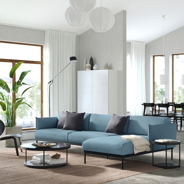 ÄPPLARYD - 4-seater sofa with chaise-longue, Gunnared blue