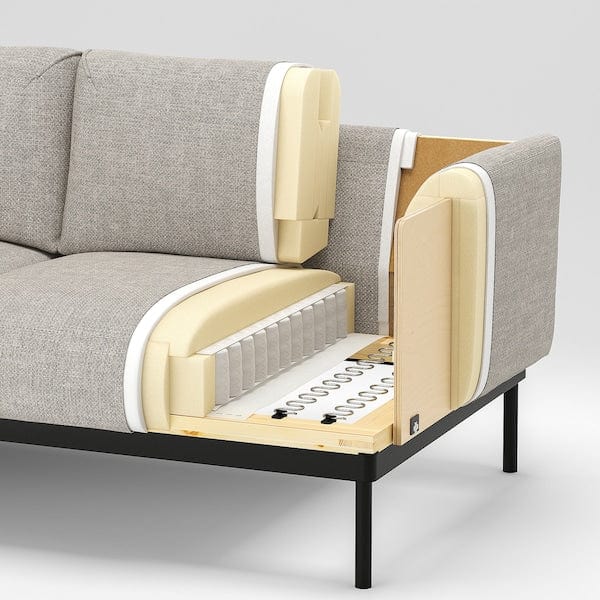 Ikea ÄPPLARYD - 4-seater sofa with chaise-longue, Gunnared black/grey