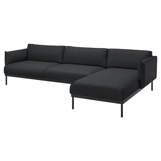 ÄPPLARYD - 4-seater sofa with chaise-longue, Gunnared black/grey