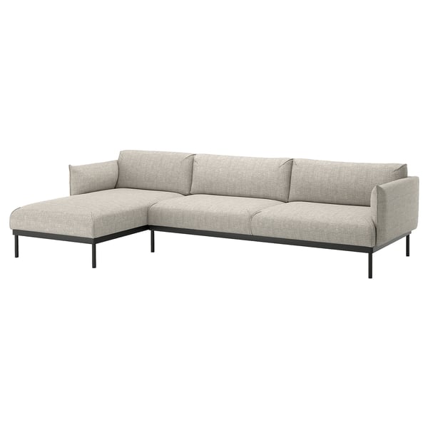 ÄPPLARYD - 4-seater sofa with chaise-longue, Gunnared black/grey