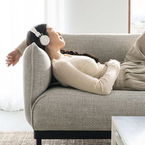 ÄPPLARYD 4-seat sofa with chaise longue, Lejde light grey, 322 cm