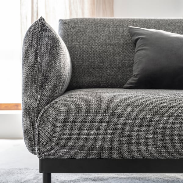 ÄPPLARYD 4 seater sofa with chaise-longue - Lejde grey/black ,