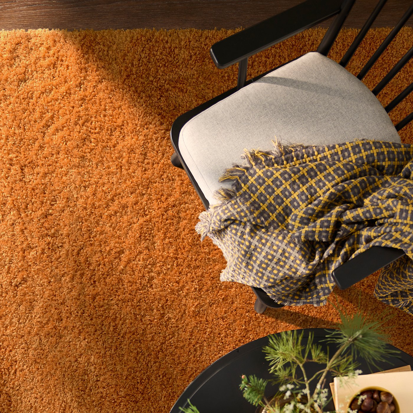 ÄRENDE rug, high pile, orange, 120x180 cm