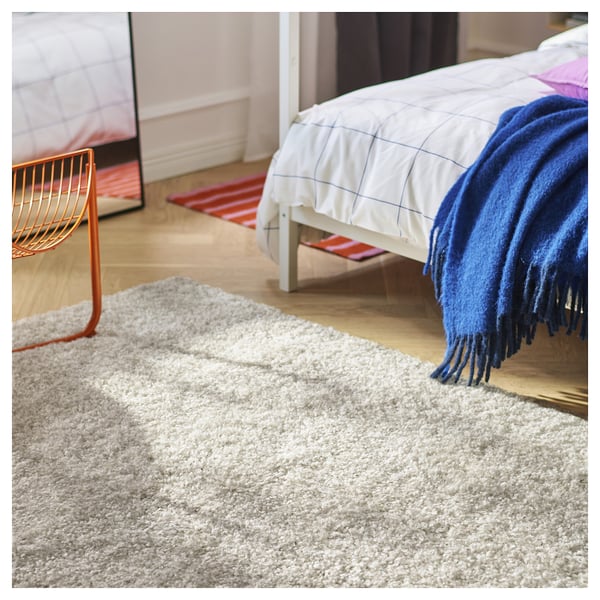 ÄRENDE - Carpet, long pile, off-white,120x180 cm