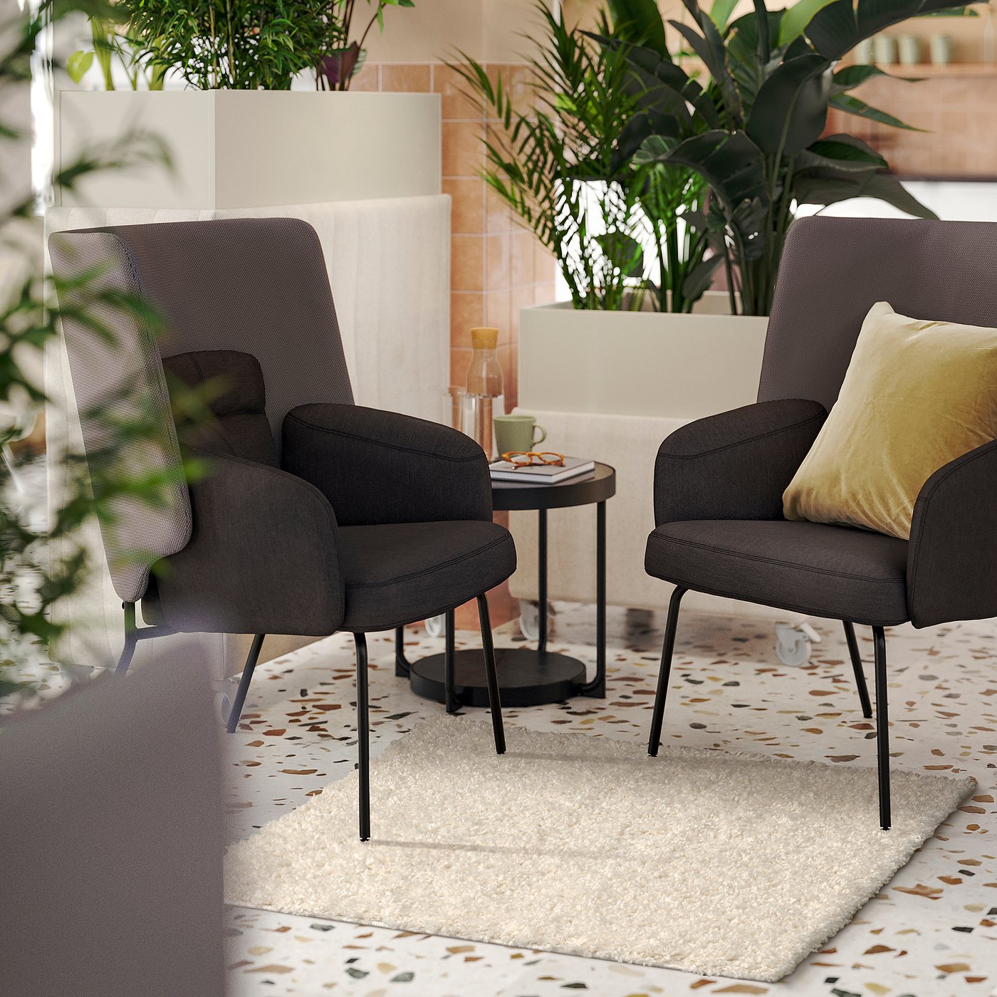 ÄRENDE rug, high pile, off-white, 80x80 cm