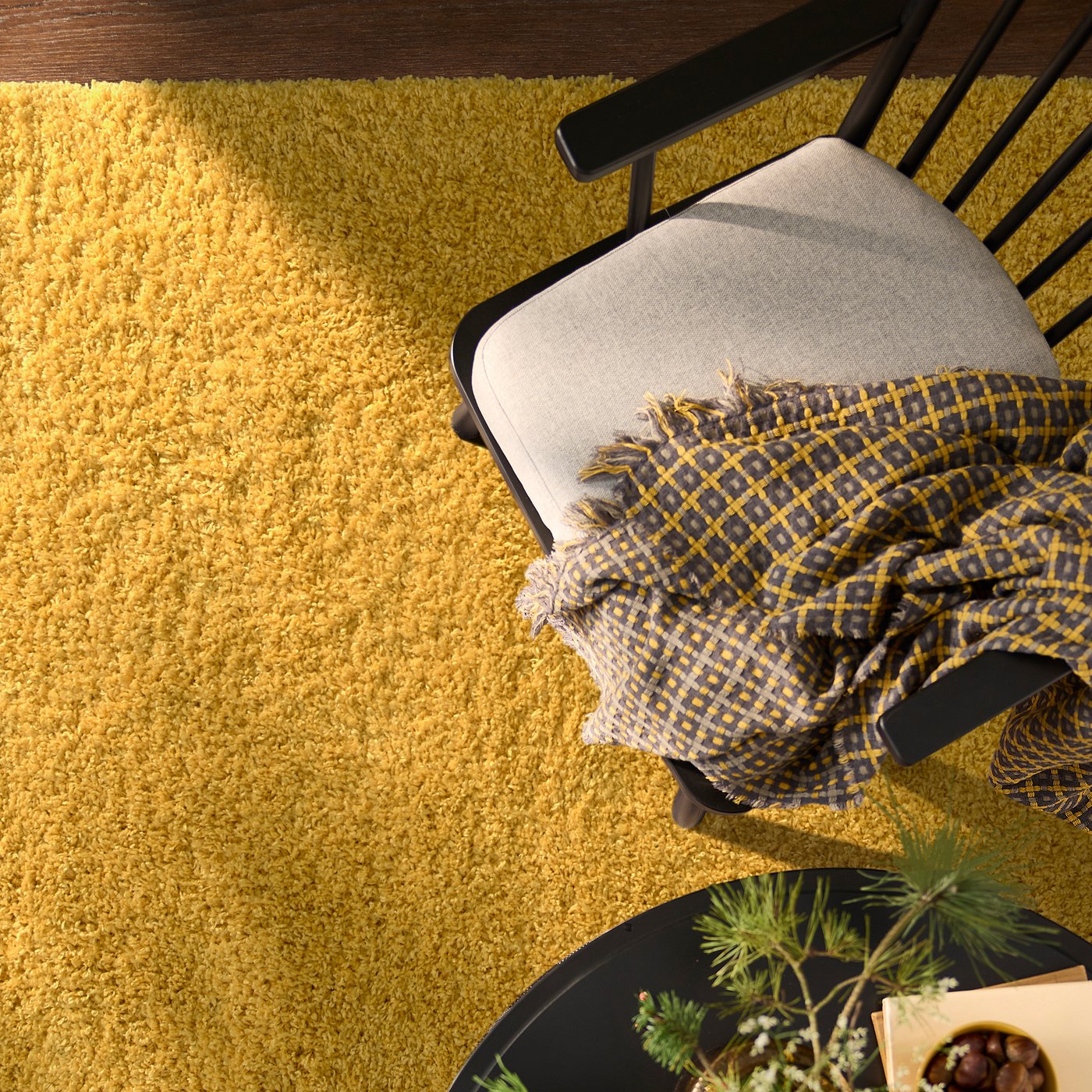 ÄRENDE rug, high pile, yellow, 120x180 cm