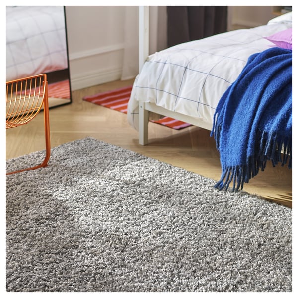 ÄRENDE - Carpet, long pile, grey,120x180 cm