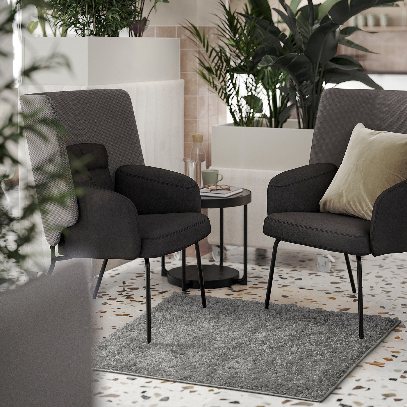 ÄRENDE rug, high pile, grey, 80x80 cm