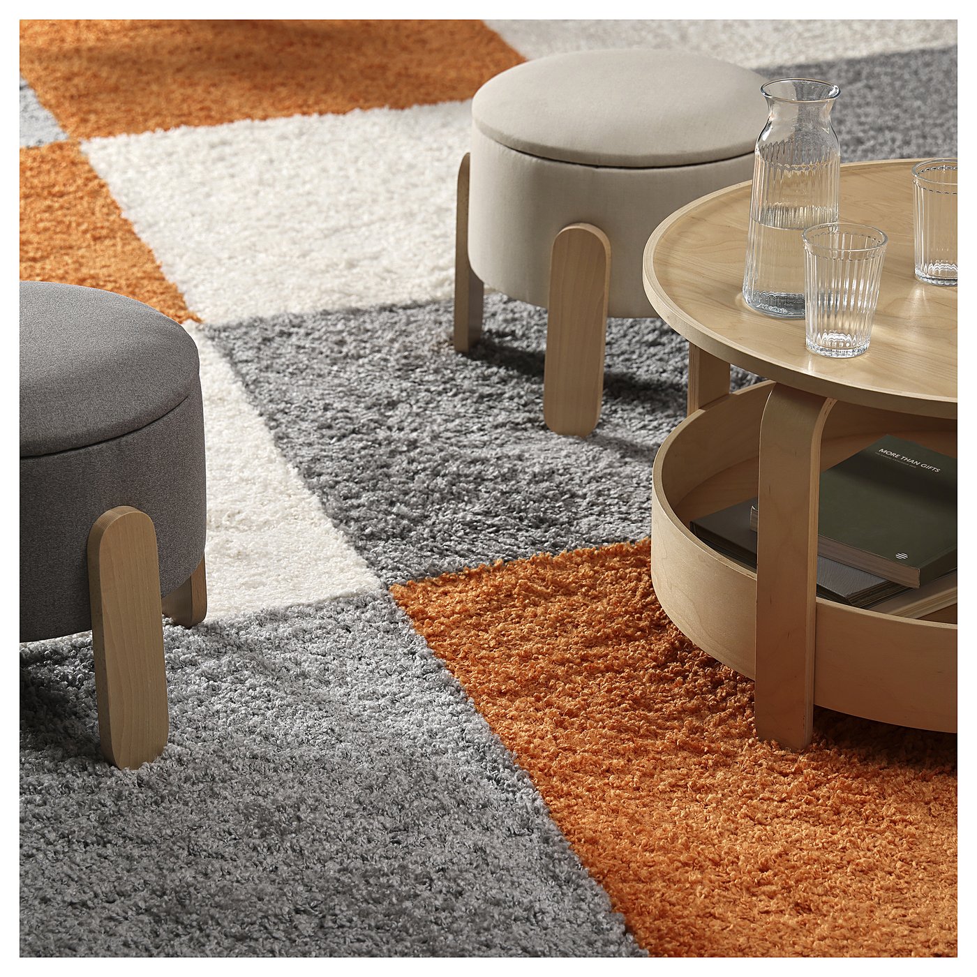 ÄRENDE rug, high pile, grey, 80x80 cm