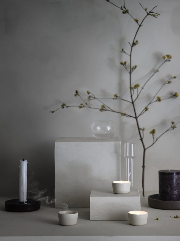 ÄROFULL Candle base - dark grey 15 cm , 15 cm