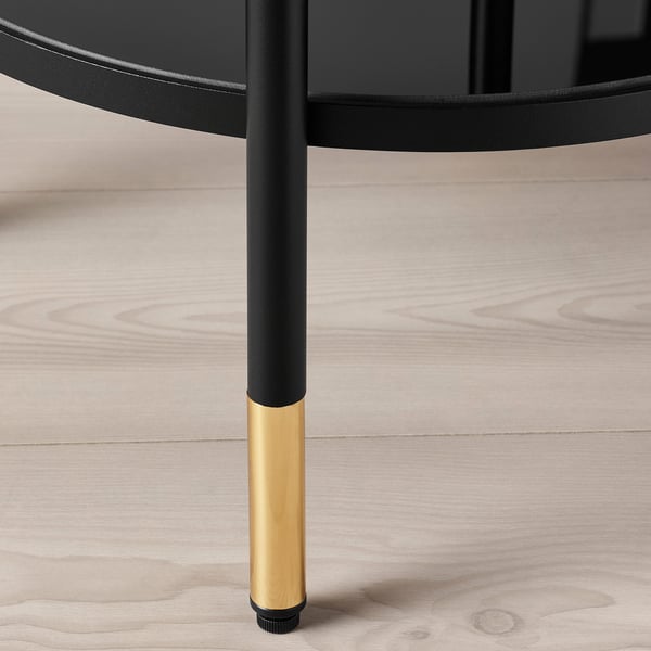 ÄSPERÖD side table, black/glass black, 45 cm